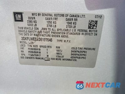 Zdjęcie 13 z 13 samochodu: 2013 GMC TERRAIN SLT VIN:2GKFLWE3XD6107646 - miniatura