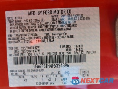 Zdjęcie 13 z 13 samochodu: 2015 FORD MUSTANG VIN:1FA6P8TH4F5324396 - miniatura