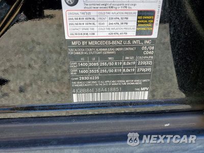 Zdjęcie 13 z 13 samochodu: 2008 MERCEDES-BENZ ML 350 VIN:4JGBB86E38A418851 - miniatura