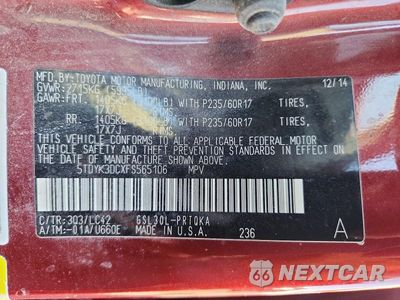 Zdjęcie 13 z 13 samochodu: 2015 TOYOTA SIENNA XLE 8-PASSENGER VIN:5TDYK3DCXFS565106 - miniatura