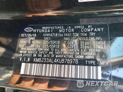 Zdjęcie 13 z 13 samochodu: 2019 HYUNDAI TUCSON SEL VIN:KM8J33AL4KU878978 - miniatura