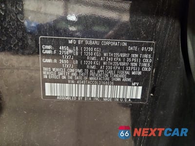Zdjęcie 12 z 12 samochodu: 2020 SUBARU OUTBACK PREMIUM VIN:4S4BTACC0L3168036 - miniatura