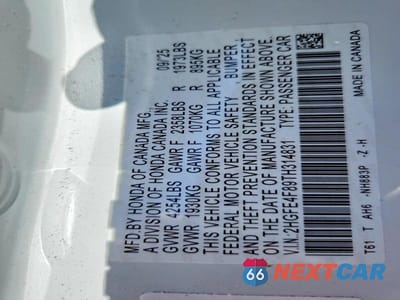 Zdjęcie 12 z 12 samochodu: 2026 HONDA CIVIC SPORT VIN:2HGFE4F89TH314831 - miniatura