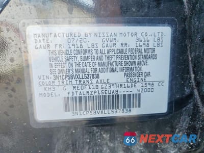 Zdjęcie 12 z 12 samochodu: 2020 NISSAN KICKS S VIN:3N1CP5BVXLL537838 - miniatura