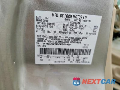 Zdjęcie 14 z 14 samochodu: 2012 FORD ESCAPE LIMITED VIN:1FMCU9EG9CKB60989 - miniatura