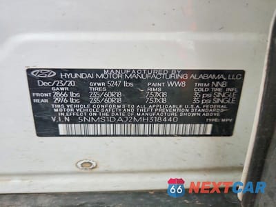 Zdjęcie 13 z 13 samochodu: 2021 HYUNDAI SANTA FE SE VIN:5NMS1DAJ2MH318440 - miniatura