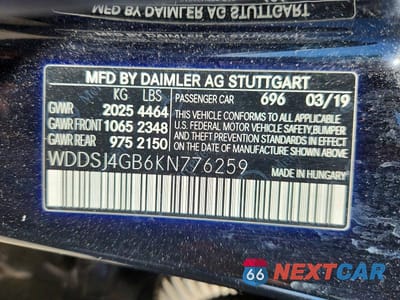 Zdjęcie 12 z 12 samochodu: 2019 MERCEDES-BENZ CLA 250 4MATIC VIN:WDDSJ4GB6KN776259 - miniatura