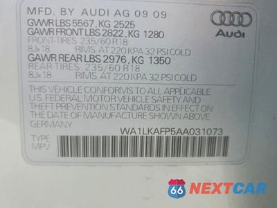 Zdjęcie 14 z 14 samochodu: 2010 AUDI Q5 PREMIUM PLUS VIN:WA1LKAFP5AA031073 - miniatura