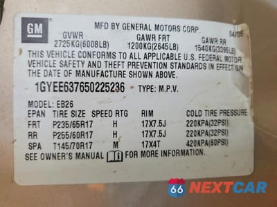 Zdjęcie 12 z 12 samochodu: 2005 CADILLAC SRX VIN:1GYEE637650225236 - miniatura