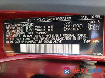 Zdjęcie 13 z 13 samochodu: 2010 VOLVO XC60 T6 VIN:YV4992DZ4A2060383 - miniatura