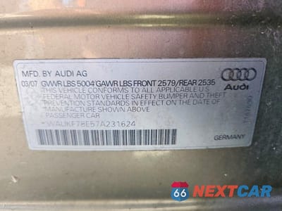 Zdjęcie 12 z 12 samochodu: 2007 AUDI A4 2.0T AVANT QUATTRO VIN:WAUKF78E57A231624 - miniatura
