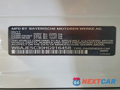 Zdjęcie 12 z 12 samochodu: 2017 BMW 540 I VIN:WBAJE5C30HG916458 - miniatura
