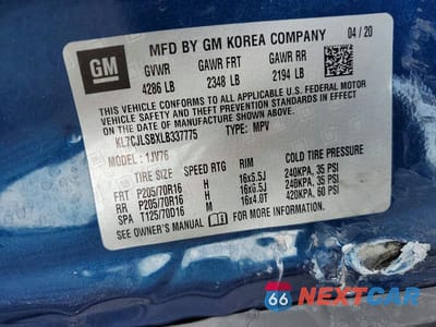 Zdjęcie 12 z 12 samochodu: 2020 CHEVROLET TRAX 1LT VIN:KL7CJLSBXLB337775 - miniatura