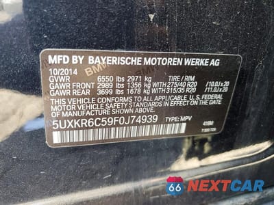 Zdjęcie 12 z 12 samochodu: 2015 BMW X5 XDRIVE50I VIN:5UXKR6C59F0J74939 - miniatura