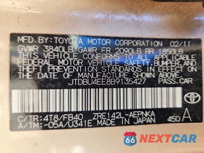 Zdjęcie 12 z 12 samochodu: 2011 TOYOTA COROLLA LE VIN:JTDBU4EE8B9135427 - miniatura