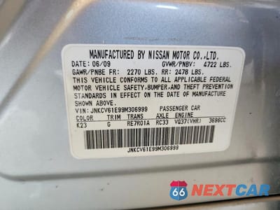 Zdjęcie 12 z 12 samochodu: 2009 INFINITI G37 SEDAN BASE VIN:JNKCV61E99M306999 - miniatura