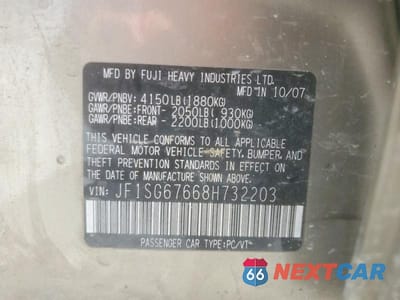 Zdjęcie 14 z 14 samochodu: 2008 SUBARU FORESTER 2.5X LL BEAN VIN:JF1SG67668H732203 - miniatura