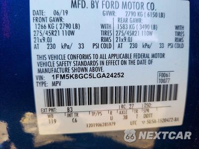 Zdjęcie 14 z 14 samochodu: 2020 FORD EXPLORER ST VIN:1FM5K8GC5LGA24252 - miniatura