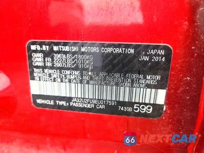 Zdjęcie 12 z 12 samochodu: 2014 MITSUBISHI LANCER ES VIN:JA32U2FU9EU017591 - miniatura