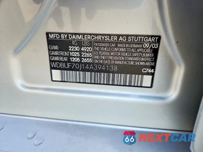 Zdjęcie 12 z 12 samochodu: 2004 MERCEDES-BENZ E 500 VIN:WDBUF70J14A394138 - miniatura