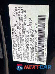 Zdjęcie 10 z 14 samochodu: 2022 HONDA ODYSSEY EXL VIN:5FNRL6H74NB026354 - miniatura