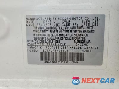 Zdjęcie 12 z 12 samochodu: 2025 NISSAN VERSA SV VIN:3N1CN8EV3SL811964 - miniatura