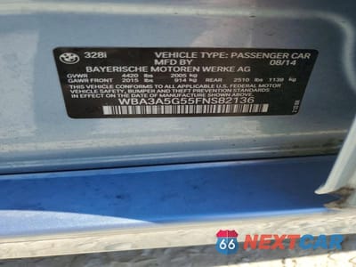 Zdjęcie 13 z 13 samochodu: 2015 BMW 328 I VIN:WBA3A5G55FNS82136 - miniatura