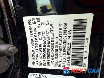 Zdjęcie 11 z 11 samochodu: 2013 HONDA CR-V EX VIN:2HKRM4H56DH620055 - miniatura