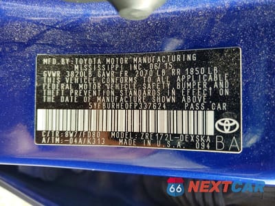 Zdjęcie 13 z 13 samochodu: 2015 TOYOTA COROLLA S PLUS VIN:5YFBURHE0FP337624 - miniatura