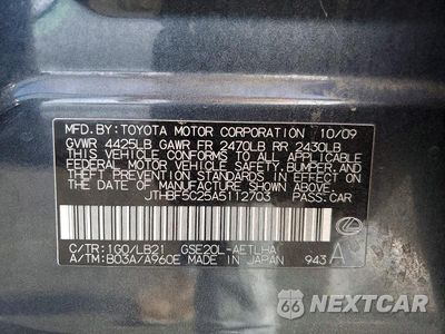Zdjęcie 12 z 12 samochodu: 2010 LEXUS IS 250 VIN:JTHBF5C25A5112703 - miniatura