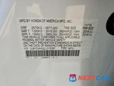 Zdjęcie 14 z 14 samochodu: 2020 ACURA MDX A-SPEC VIN:5J8YD4H02LL012397 - miniatura