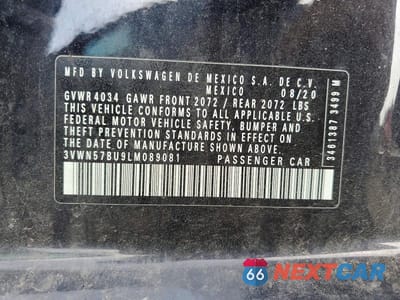Zdjęcie 12 z 12 samochodu: 2020 VOLKSWAGEN JETTA S VIN:3VWN57BU9LM089081 - miniatura