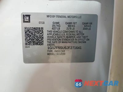 Zdjęcie 12 z 12 samochodu: 2018 CHEVROLET MALIBU HYBRID VIN:1G1ZF5SU6JF271641 - miniatura