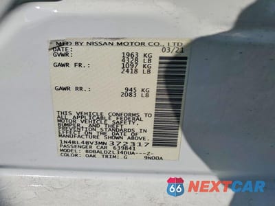 Zdjęcie 13 z 13 samochodu: 2021 NISSAN ALTIMA S VIN:1N4BL4BV3MN372317 - miniatura