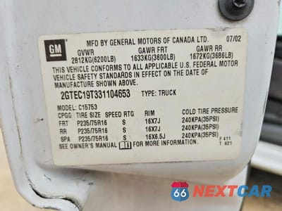 Zdjęcie 12 z 12 samochodu: 2003 GMC NEW SIERRA C1500 VIN:2GTEC19T331104653 - miniatura