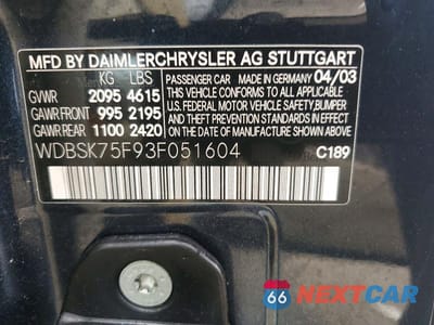 Zdjęcie 12 z 12 samochodu: 2003 MERCEDES-BENZ SL 500R VIN:WDBSK75F93F051604 - miniatura