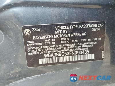 Zdjęcie 12 z 12 samochodu: 2015 BMW 335 XI VIN:WBA3B9G53FNR93435 - miniatura