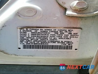 Zdjęcie 13 z 13 samochodu: 2004 HONDA PILOT EXL VIN:2HKYF18614H615441 - miniatura