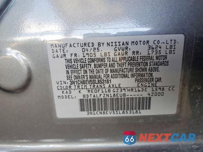 Zdjęcie 12 z 12 samochodu: 2025 NISSAN VERSA SV VIN:3N1CN8EV5SL853181 - miniatura