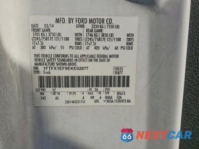 Zdjęcie 12 z 12 samochodu: 2014 FORD F150 SUPER CAB VIN:1FTFX1EF9EKE02877 - miniatura