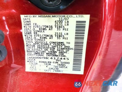 Zdjęcie 13 z 13 samochodu: 2008 NISSAN FRONTIER XE VIN:1N6BD06T98C417445 - miniatura