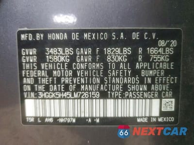 Zdjęcie 14 z 14 samochodu: 2020 HONDA FIT LX VIN:3HGGK5H45LM726159 - miniatura