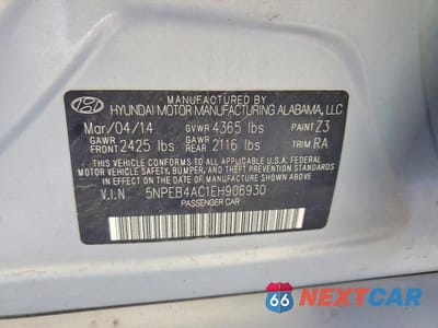 Zdjęcie 12 z 12 samochodu: 2014 HYUNDAI SONATA GLS VIN:5NPEB4AC1EH906930 - miniatura