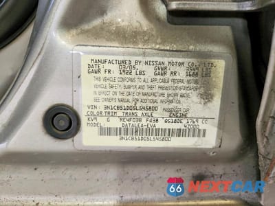 Zdjęcie 12 z 12 samochodu: 2005 NISSAN SENTRA 1.8 VIN:3N1CB51D05L545800 - miniatura