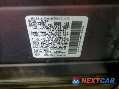 Zdjęcie 12 z 12 samochodu: 2009 NISSAN MURANO S VIN:JN8AZ18W19W215068 - miniatura