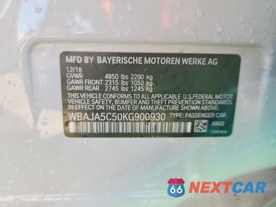 Zdjęcie 13 z 13 samochodu: 2019 BMW 530 I VIN:WBAJA5C50KG900930 - miniatura
