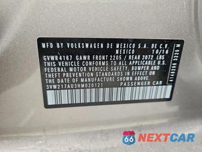 Zdjęcie 12 z 12 samochodu: 2017 VOLKSWAGEN GOLF S VIN:3VW217AU3HM020121 - miniatura