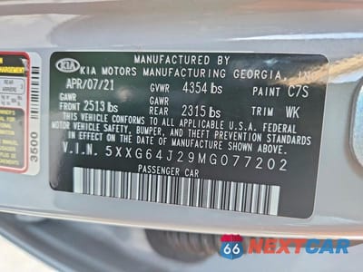 Zdjęcie 13 z 13 samochodu: 2021 KIA K5 GT LINE VIN:5XXG64J29MG077202 - miniatura