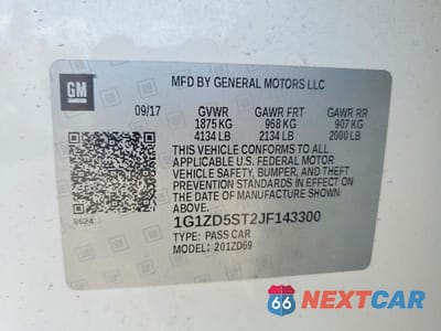 Zdjęcie 12 z 12 samochodu: 2018 CHEVROLET MALIBU LT VIN:1G1ZD5ST2JF143300 - miniatura