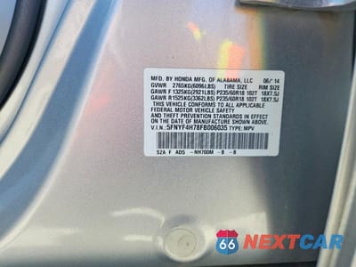 Zdjęcie 14 z 14 samochodu: 2015 HONDA PILOT EXLN VIN:5FNYF4H78FB006035 - miniatura